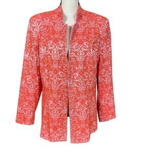 Giovanna Signature Blazer Women's 18 Orange Rhinestones Fully Lined Patterned